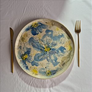 Prato de Cerâmica Gardênia Blue