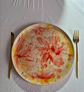 Prato de Cerâmica Gardênia Vermelho