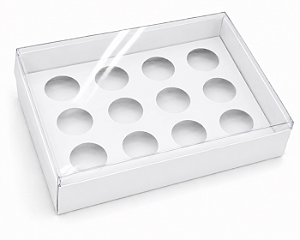 Caixa para 12 Brigadeiros Tampa Transparente 20x13x4 - Pct com 10 Unidades