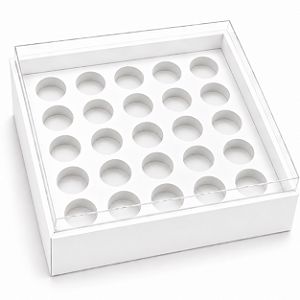 Caixa com Berço para 25 Brigadeiros 20x20x4,5 - Pct com 10 Unidades
