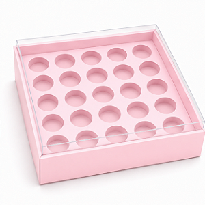 Caixa com Berço para 25 Brigadeiros 20x20x4,5 - Pct com 10 Unidades