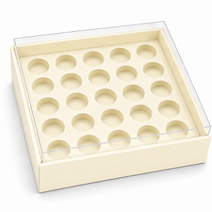 Caixa com Berço para 25 Brigadeiros 20x20x4,5 - Pct com 10 Unidades