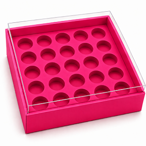 Caixa com Berço para 25 Brigadeiros 20x20x4,5 - Pct com 10 Unidades