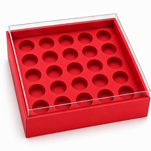 Caixa com Berço para 25 Brigadeiros 20x20x4,5 - Pct com 10 Unidades