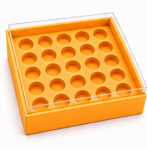 Caixa com Berço para 25 Brigadeiros 20x20x4,5 - Pct com 10 Unidades