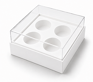 Caixa com Berço para 4 Brigadeiros 8,5x8,5x4,5 - Pct com 10 Unidades