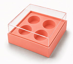 Caixa com Berço para 4 Brigadeiros 8,5x8,5x4,5 - Pct com 10 Unidades