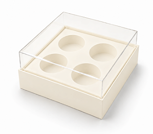 Caixa com Berço para 4 Brigadeiros 8,5x8,5x4,5 - Pct com 10 Unidades