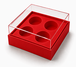Caixa com Berço para 4 Brigadeiros 8,5x8,5x4,5 - Pct com 10 Unidades