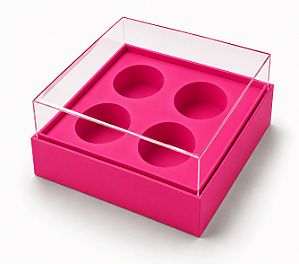 Caixa com Berço para 4 Brigadeiros 8,5x8,5x4,5 - Pct com 10 Unidades
