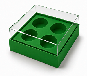 Caixa com Berço para 4 Brigadeiros 8,5x8,5x4,5 - Pct com 10 Unidades