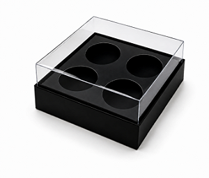 Caixa com Berço para 4 Brigadeiros 8,5x8,5x4,5 - Pct com 10 Unidades