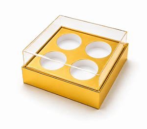 Caixa com Berço para 4 Brigadeiros 8,5x8,5x4,5 - Pct com 10 Unidades