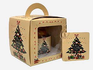 Caixa para Mini Panetone 100g / Árvore de Natal