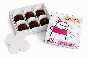 Kit com 16 Caixas Flork Para 6 Brigadeiros com Forminhas - Estampas Sortidas