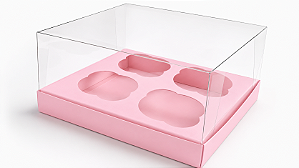 Caixas para 4 Cupcakes Tamanho Padrão 17,5x18,5x9 - Pct com 10 Unidades