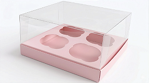 Caixas para 4 Cupcakes Tamanho Padrão 17,5x18,5x9 - Pct com 10 Unidades