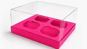 Caixas para 4 Cupcakes Tamanho Padrão 17,5x18,5x9 - Pct com 10 Unidades