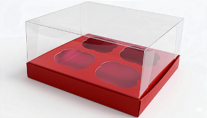 Caixas para 4 Cupcakes Tamanho Padrão 17,5x18,5x9 - Pct com 10 Unidades