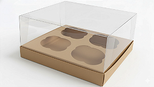 Caixas para 4 Cupcakes Tamanho Padrão 17,5x18,5x9 - Pct com 10 Unidades