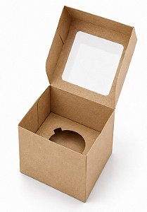 Caixas para 1 Cupcake Padrão com Visor / 11x11x9 - Pct com 10 Unidades