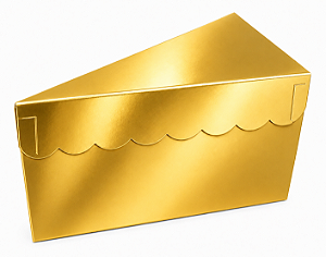 Caixa para Fatia de Bolo - Dourado Brilhante / Pct com 10 Unidades