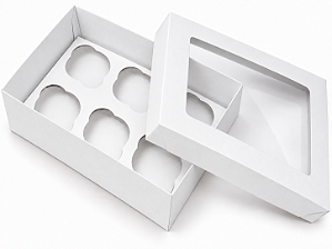 Caixas para 6 Mini Cupcakes com Visor 17x11,5x6 - Pct com 10 Unidades