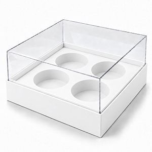 Caixa para 4 Mini Cupcakes 12x12x6 - Pct com 10 Unidades