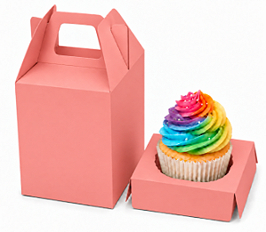 Caixa Maleta para 1 Mini Cupcake 6x6x6 - Pct com 10 Unidades