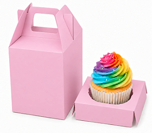 Caixa Maleta para 1 Mini Cupcake 6x6x6 - Pct com 10 Unidades