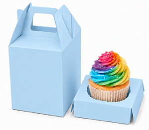 Caixa Maleta para 1 Mini Cupcake 6x6x6 - Pct com 10 Unidades