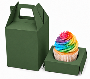 Caixa Maleta para 1 Mini Cupcake 6x6x6 - Pct com 10 Unidades