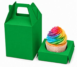Caixa Maleta para 1 Mini Cupcake 6x6x6 - Pct com 10 Unidades