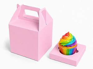 Caixa Maleta para 1 Cupcake 8x8x8 - Pct com 10 Unidades