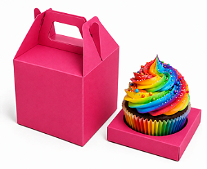 Caixa Maleta para 1 Cupcake 8x8x8 - Pct com 10 Unidades
