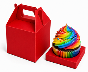Caixa Maleta para 1 Cupcake 8x8x8 - Pct com 10 Unidades