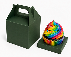Caixa Maleta para 1 Cupcake 8x8x8 - Pct com 10 Unidades