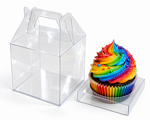 Caixa Maleta para 1 Cupcake 8x8x8 - Pct com 10 Unidades