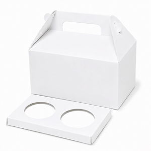 Caixa Maleta para 2 Cupcakes Branco - Pct com 10 Unidades