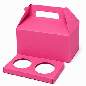 Caixa Maleta para 2 Cupcakes Pink - Pct com 10 Unidades