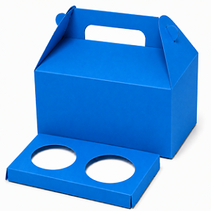 Caixa Maleta para 2 Cupcakes Azul Turquesa - Pct com 10 Unidades