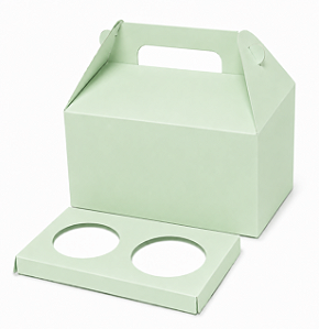 Caixa Maleta para 2 Cupcakes Verde Claro - Pct com 10 Unidades