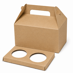 Caixa Maleta para 2 Cupcakes Kraft - Pct com 10 Unidades