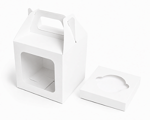 Caixa Maleta para 1 Cupcake 8x8x8 - Pct com 10 Unidades