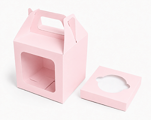 Caixa Maleta para 1 Cupcake 8x8x8 - Pct com 10 Unidades
