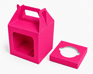 Caixa Maleta para 1 Cupcake 8x8x8 - Pct com 10 Unidades
