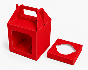 Caixa Maleta para 1 Cupcake 8x8x8 - Pct com 10 Unidades