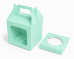 Caixa Maleta para 1 Cupcake 8x8x8 - Pct com 10 Unidades