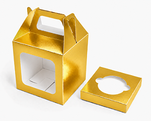Caixa Maleta para 1 Cupcake 8x8x8 - Pct com 10 Unidades