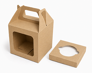 Caixa Maleta para 1 Cupcake 8x8x8 - Pct com 10 Unidades